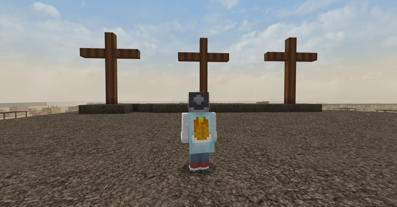 김신우 전도사가 마인크래트프 속에 구현한 골고다 언덕.