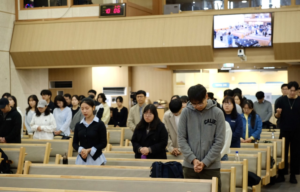 학원복음화협의회가 지난 3월 24일 서울제일교회에서 ‘2025 학복협 캠퍼스 간사 연합기도회’를 진행했다. (사진=학원복음화협의회 제공)